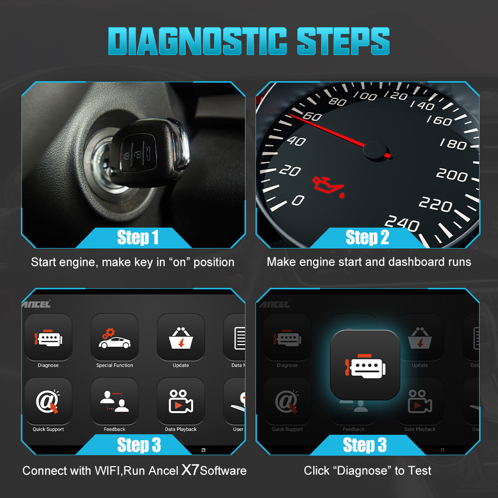 ANCEL X7 All System Bidirectional OBD2 Scanner TPMS SRS IMMO DPF Diagnostic Tool