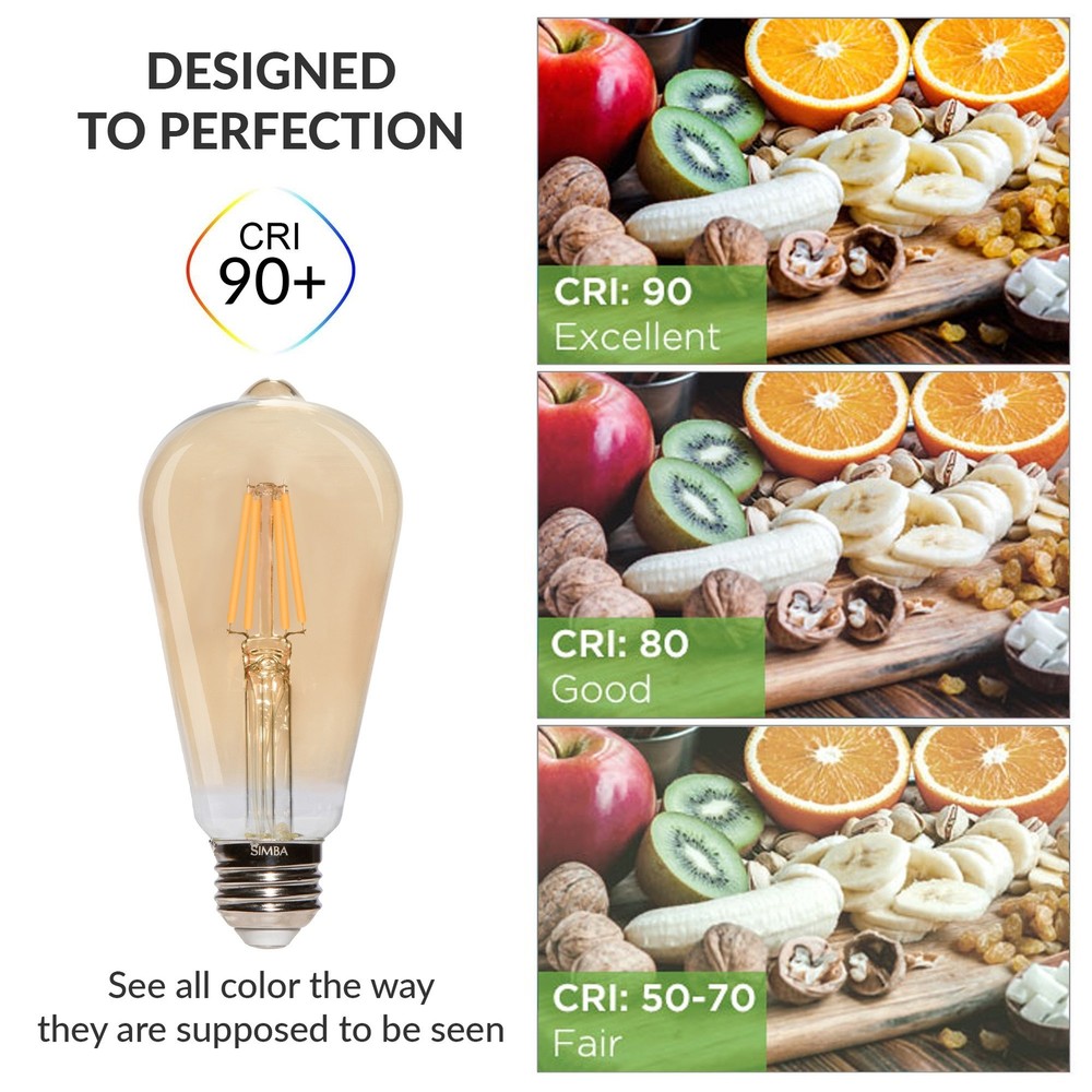 [6 Pack] LED Edison Filament ST21 6W 60W 120V Dimmable E26 2200K Warm Amber