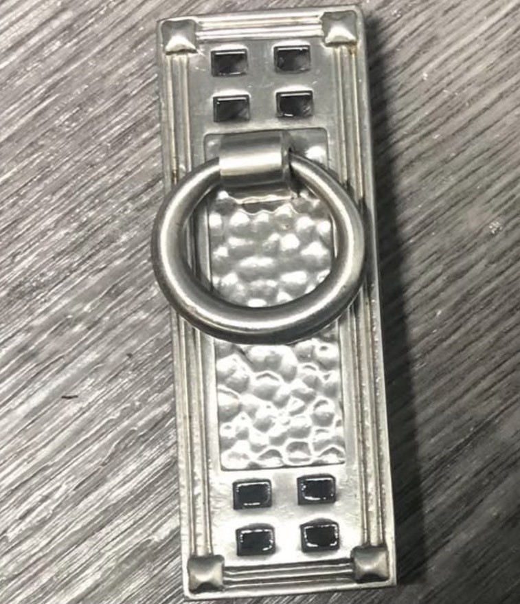 Antique Silver Metal Ring Pull Drawer Pulls Hammered Design Lot of 16