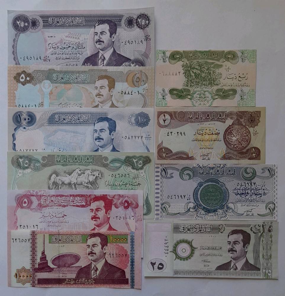 Banknotes Iraq - Collection 10 Different - Saddam Hussein UNC