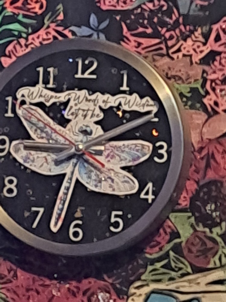 Quartz Desk Clock with Crystal Dragon Fly Design