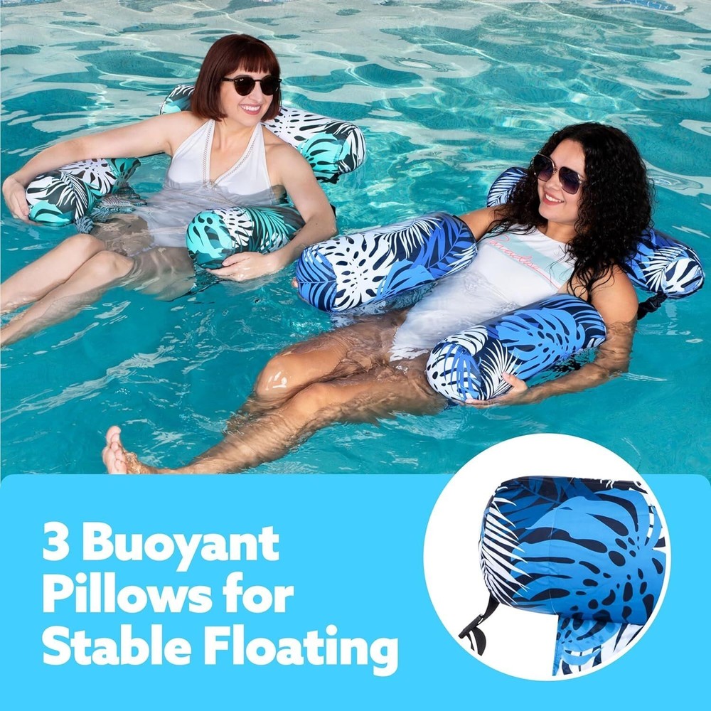 2 Packs Inflatable Pool Float Hammock Chairs LoungeWater Fun Beach floating bed