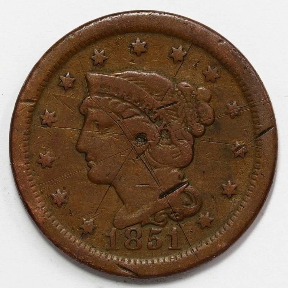 1851 Braided Hair Large Cent