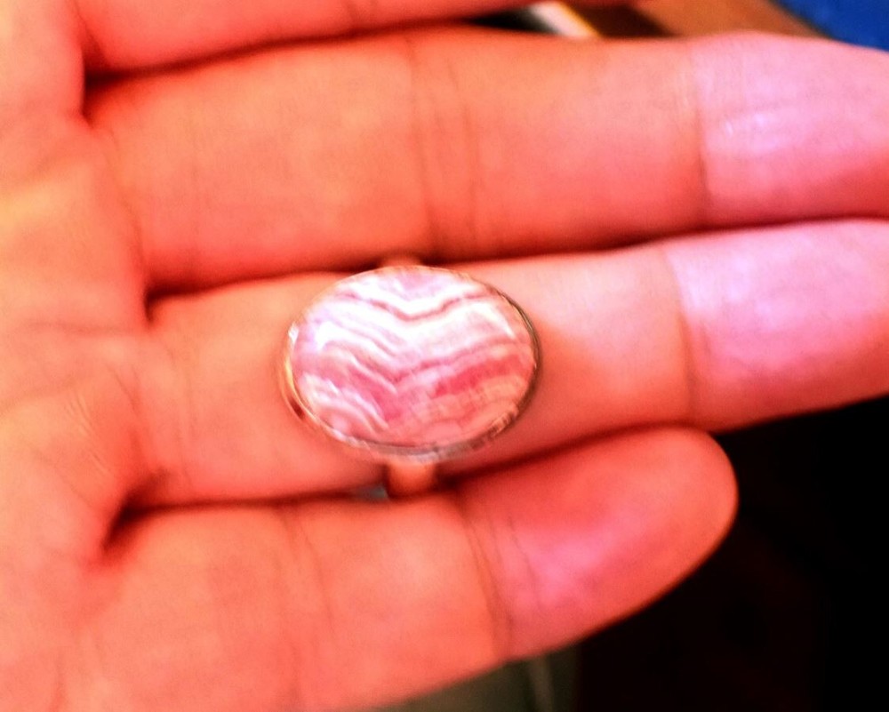 Rhodochrosite Sterling Silver Ring sz 7