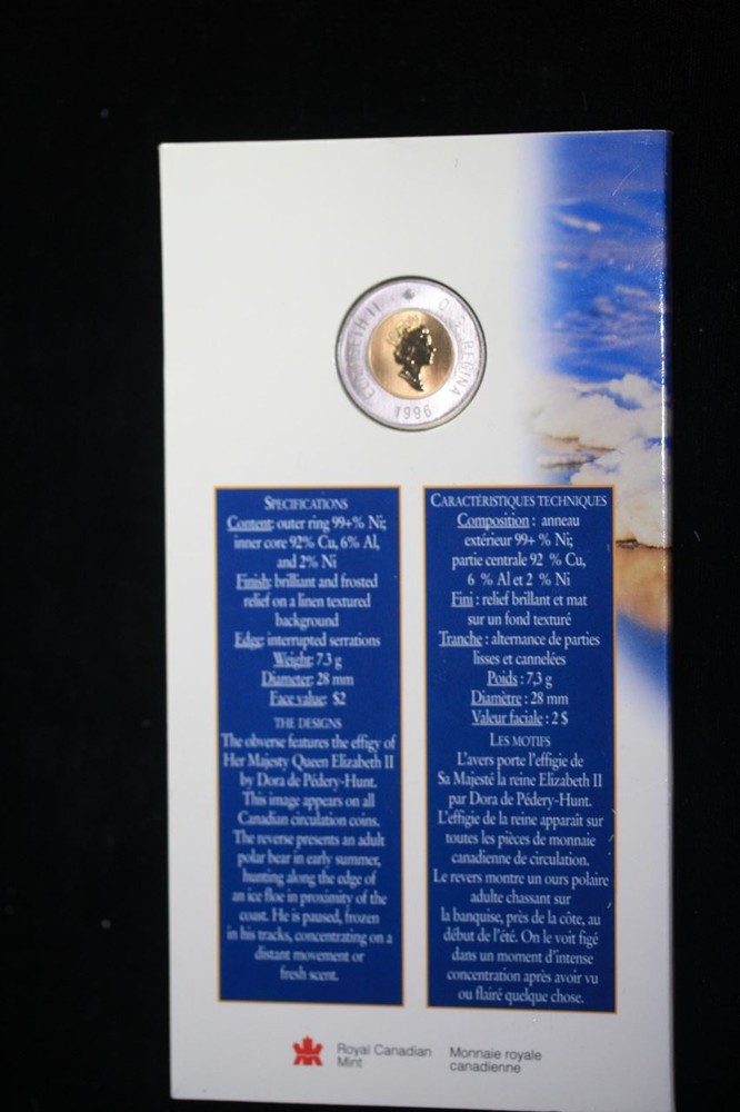1996 $2 CANADA POLAR BEAR COIN
