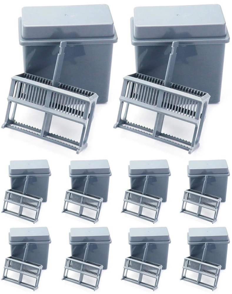 Microscope Slides Staining Jar and Rack 24-Slots 10 Pack Grey