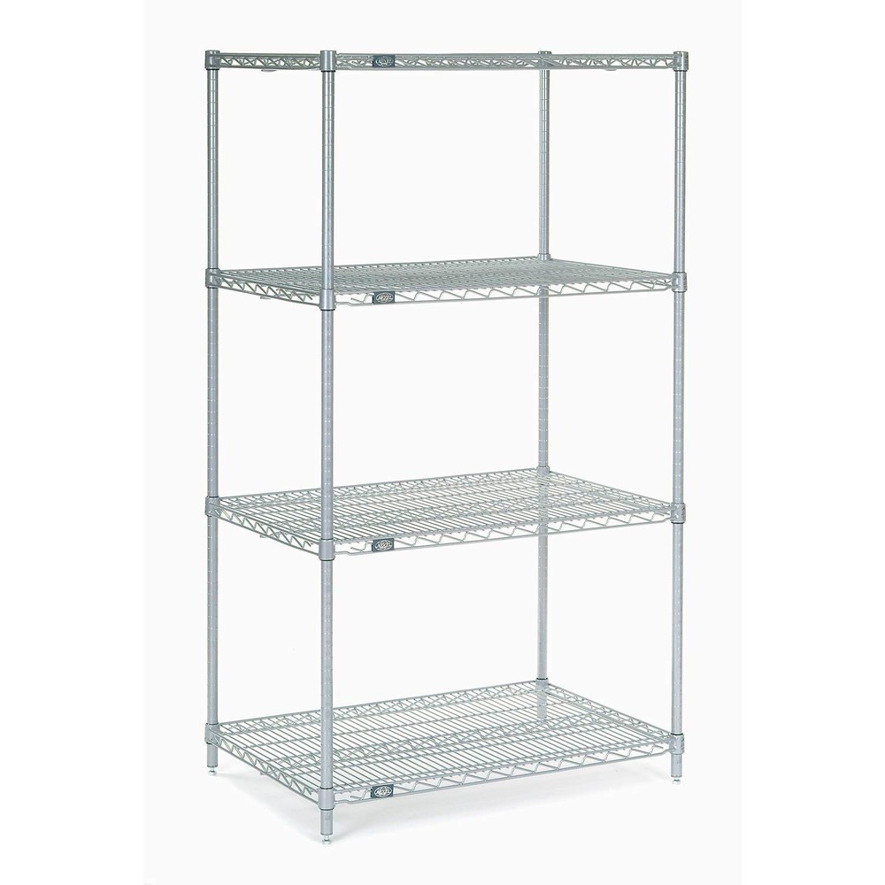 Nexelate Wire Shelving Starter Unit Silver Epoxy 30"W X 18"D X 86"H