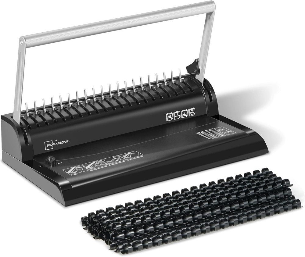 Binding Machine, 19-Hole, 145 Sheets, Comb Binder Machines with 30 PCS 1/2" Bind