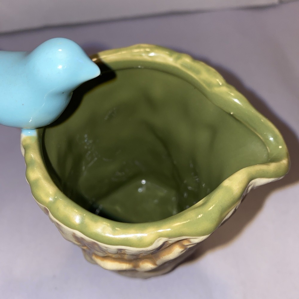 Jeremie Stoneware Bluebird on Stump Creamer