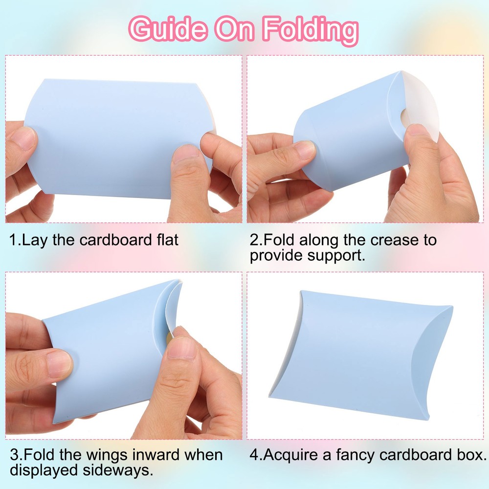 50Pcs Pillow Boxes 3.5 x 2.8 x 1 Inch Gift Boxes with Pattern Red