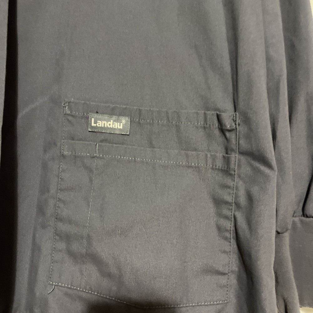 Landau Grey Snap Close Scrub Coat Jacket Large