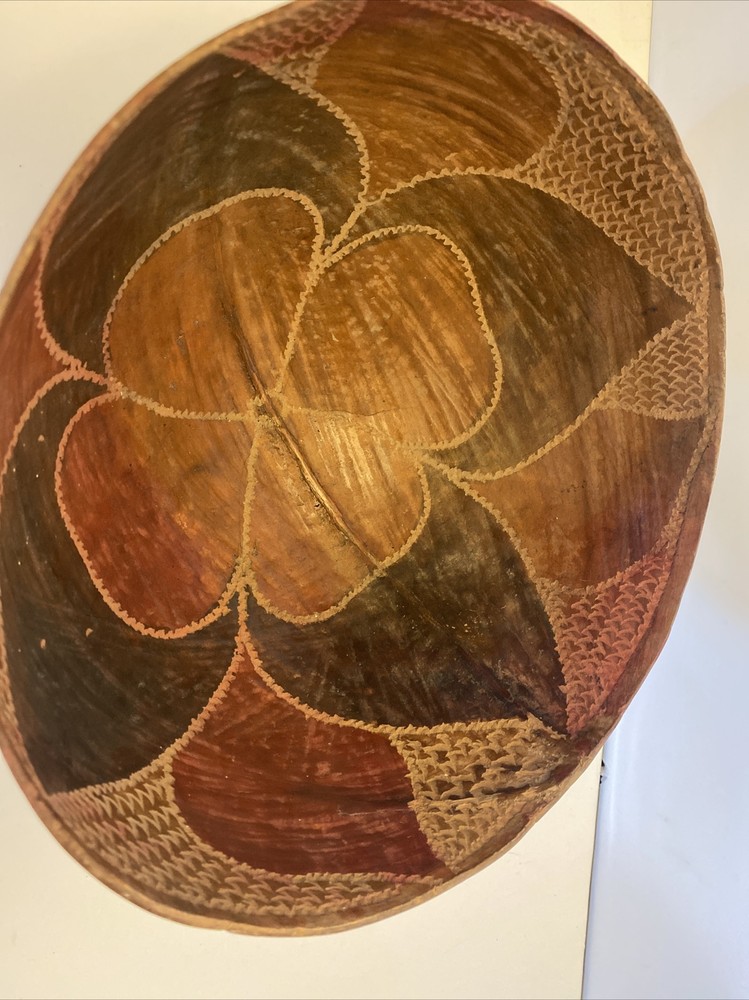 Vintage Carved Gourd Bowl Large