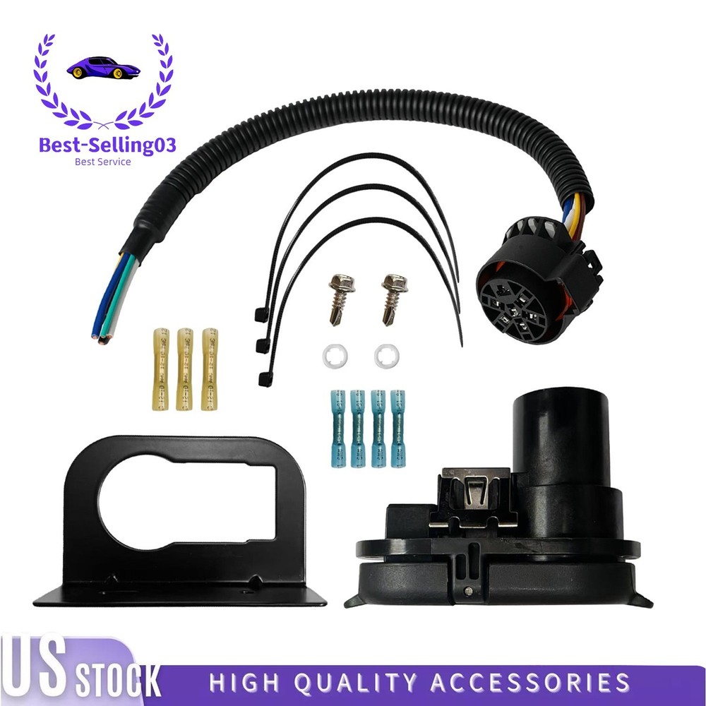 For 7 Way Trailer Tow Hitch Connector Receptacle Harness Installation Kit US