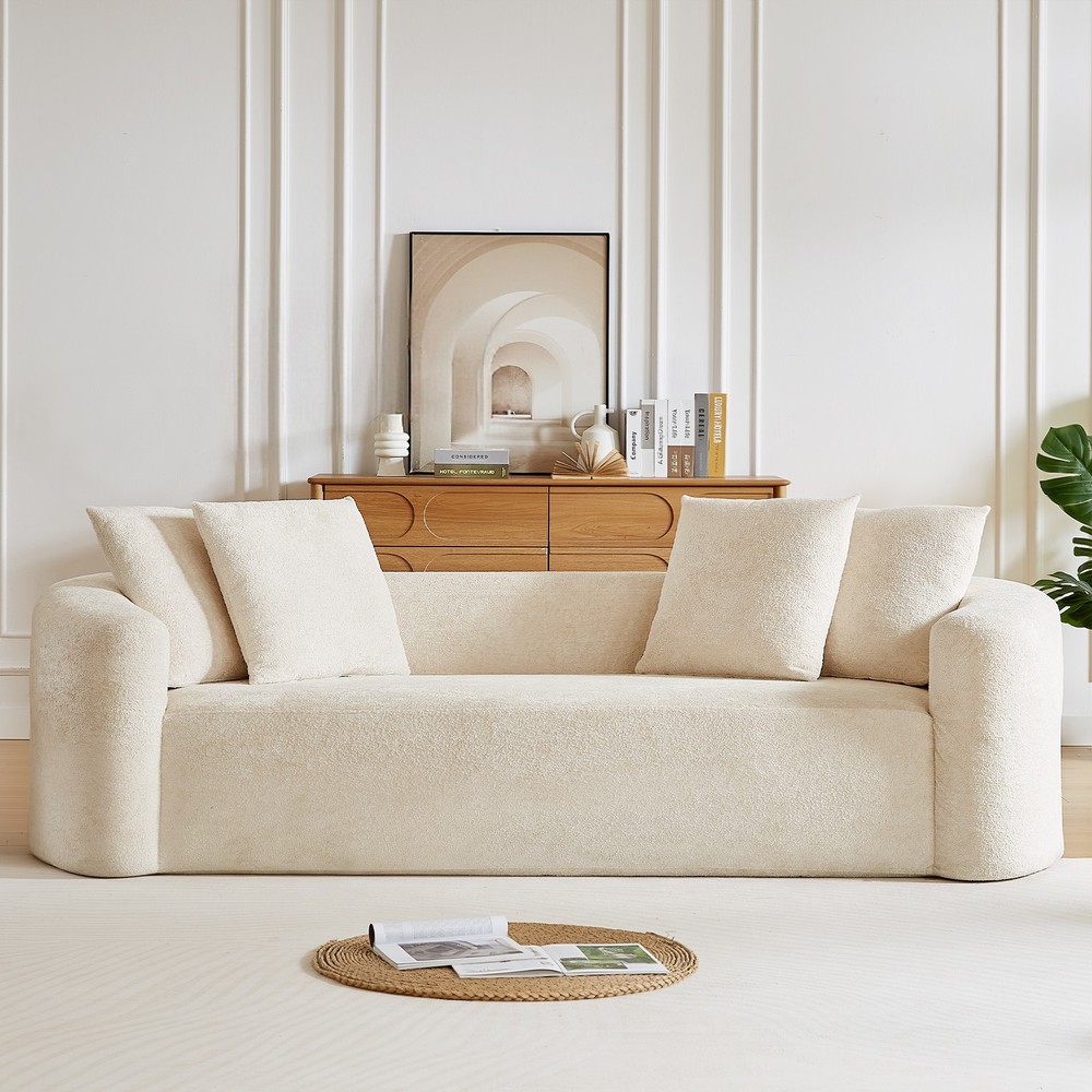 93" Curved Cloud Couch Deep Seat Sofa No Assembly Pillows, 4-Seat