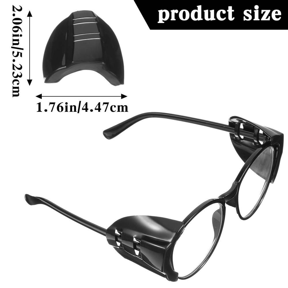 2 Pairs Black Side Shields for Glasses Flexible Protective Eyewear Covers