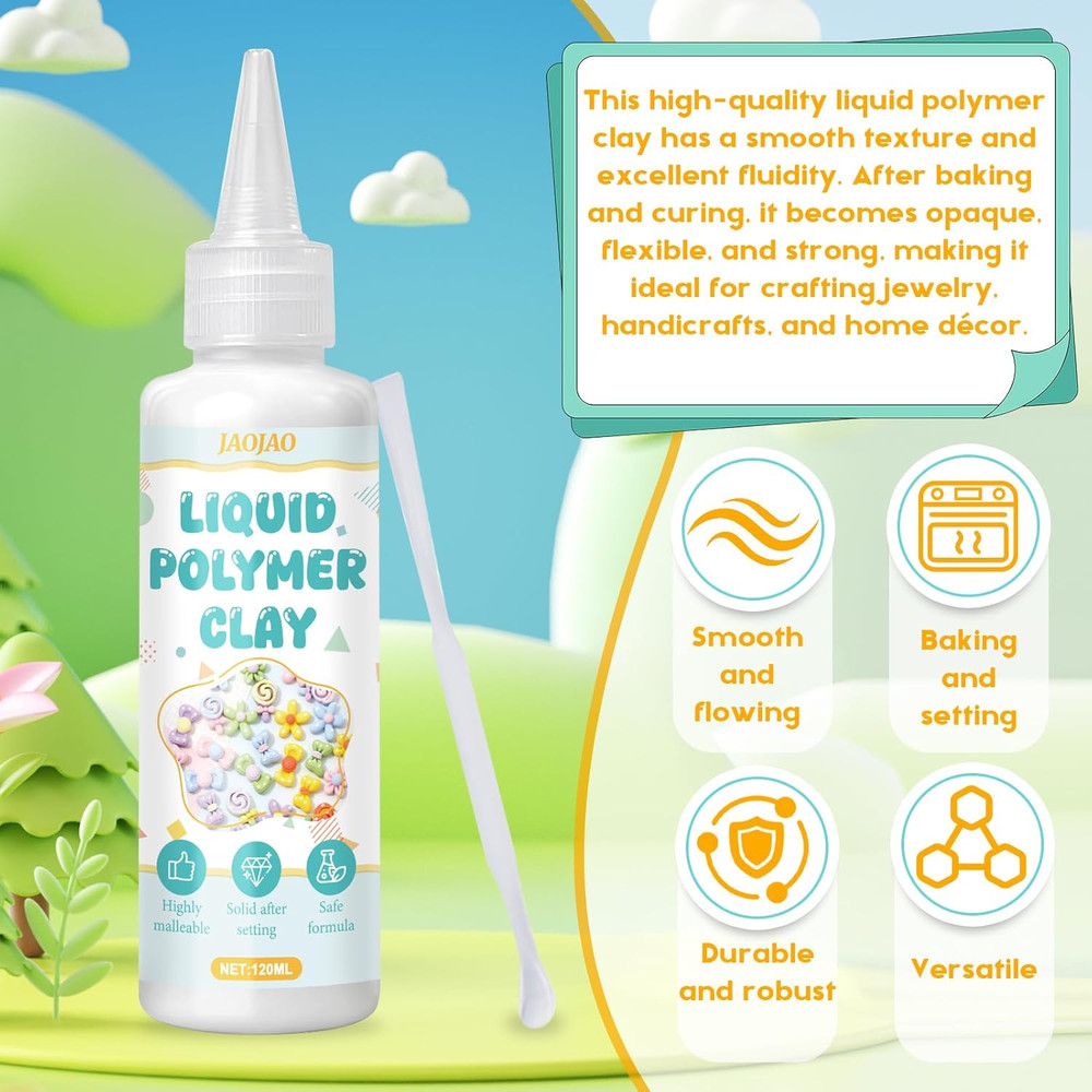 4.3OZ Liquid Polymer Clay, Liquid Clay for Polymer Clay Oven-Bake Clay with Stir