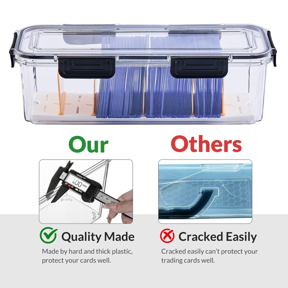 Toploader Storage Box, Trading Card Storage Box with 5 Dividers, Hard Plastic...