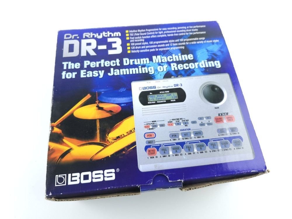 Boss Dr. Rhythm DR-3 Drum Machine Tested Works With Box