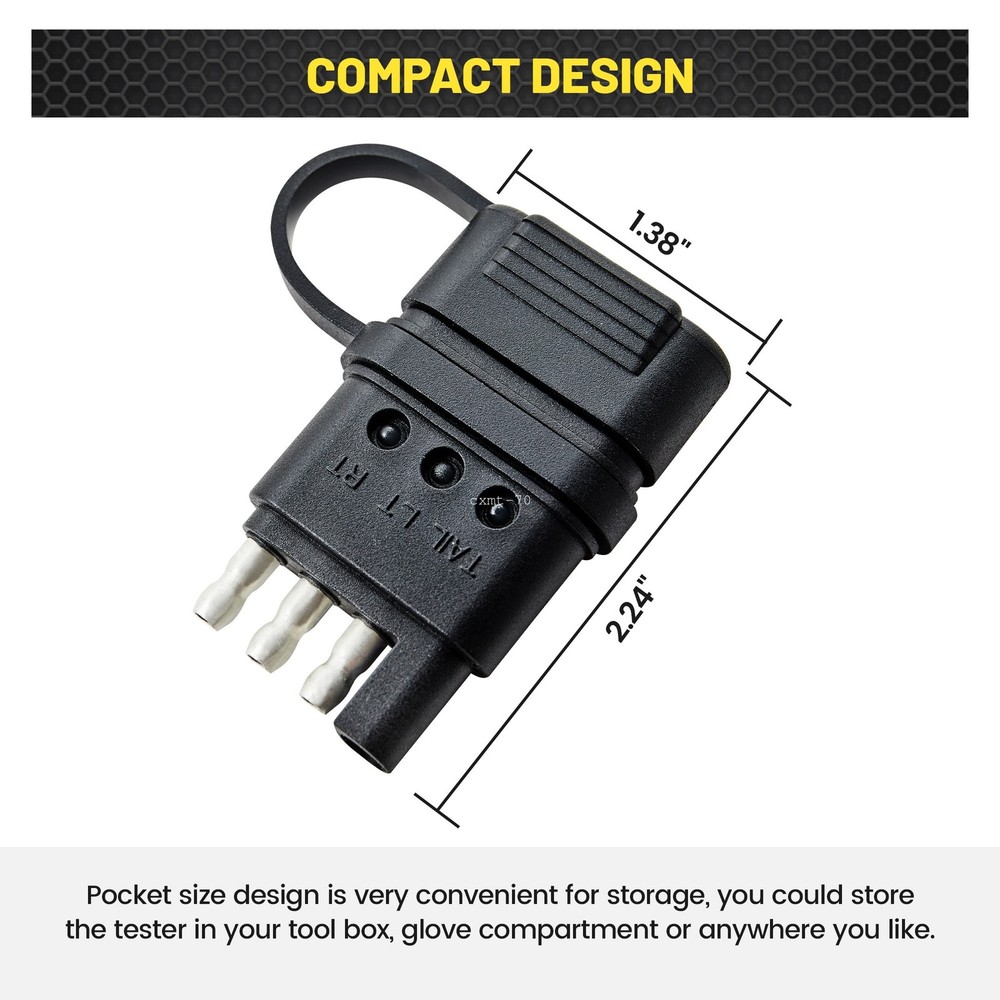 4-Pin Flat Trailer Wiring Tester w/ LED for Light Wire Circuit Continuity Test