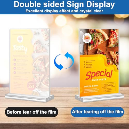 Acrylic Sign Holder 5x7,6 Pack Clear Plastic Table Display Vertical Double