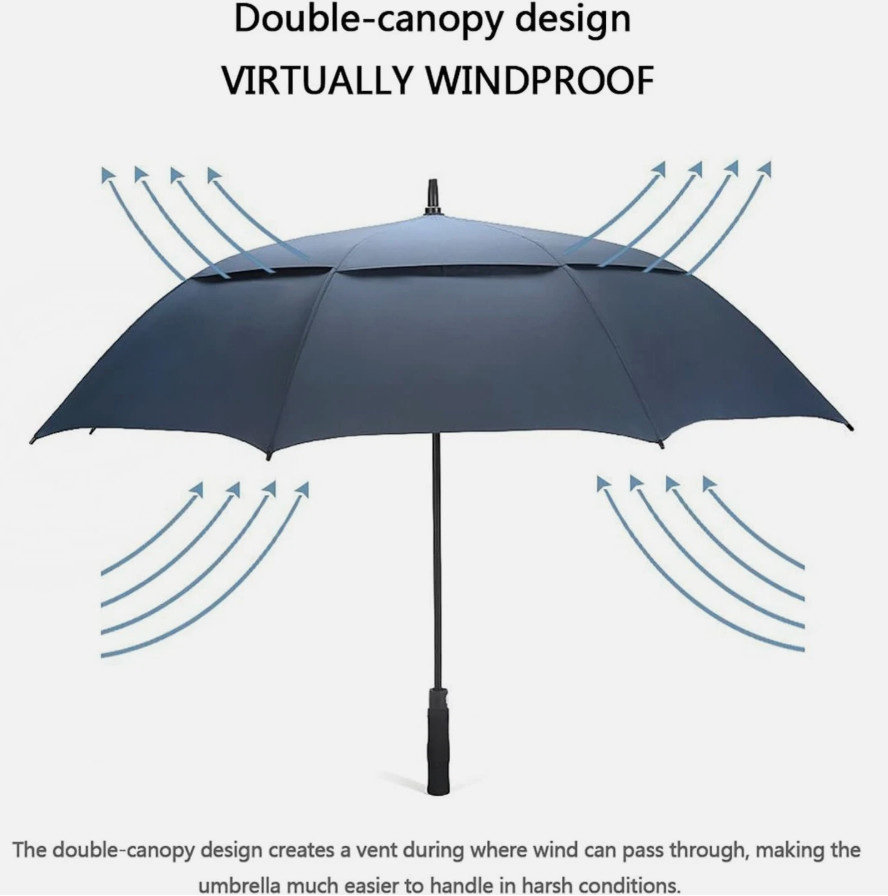 68" Automatic Golf Umbrella Windproof Double Canopy Waterproof Large