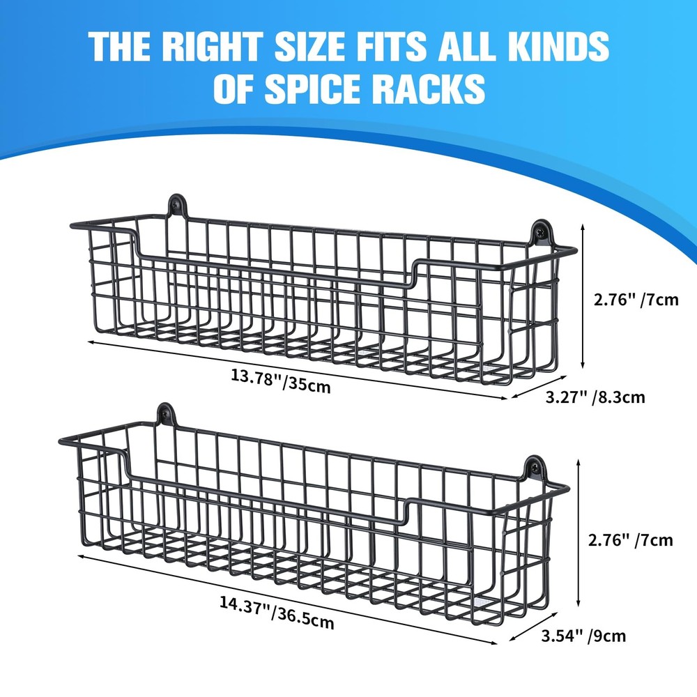 GUUKAR Spice Rack Organizer Wall Mount, 2 Pack, Black-2 Pack