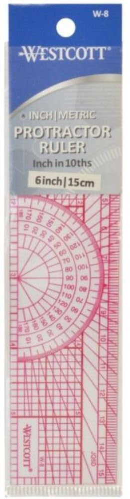 6" Pink Engineers' Protractor Ruler - Easy Readings for Accurate Measurement