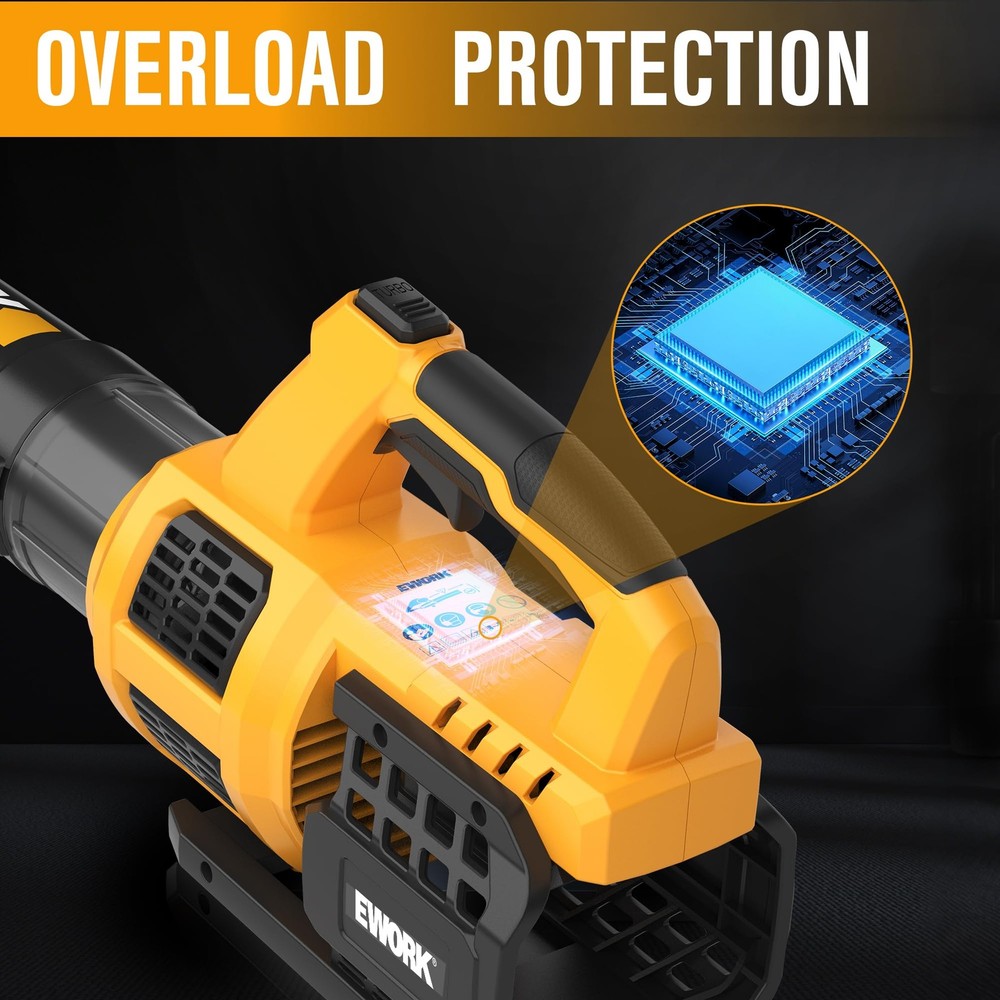 EWORK Cordless Leaf Blower, 21V Electric 1-Piece: Yellow