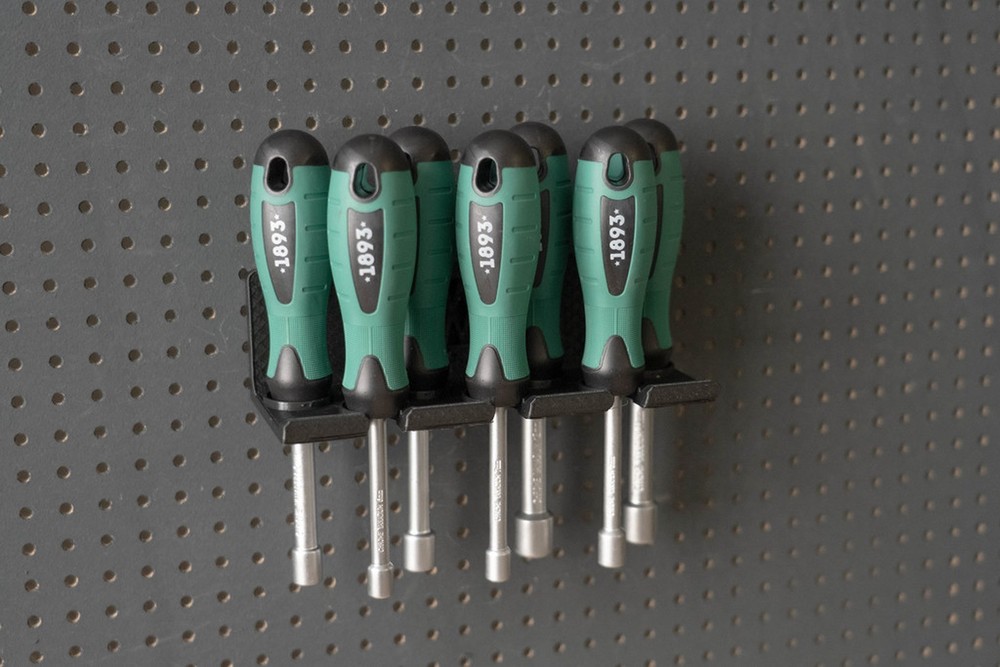Socket Wrench Screwdriver Holder 7pc Tool Organizer Wall Mount Pegboard Workshop