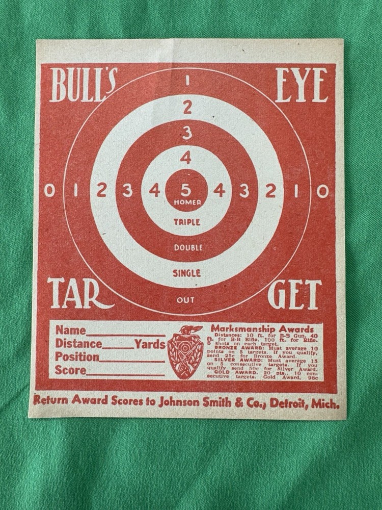 Vintage Johnson Smith & Co BB Gun Target