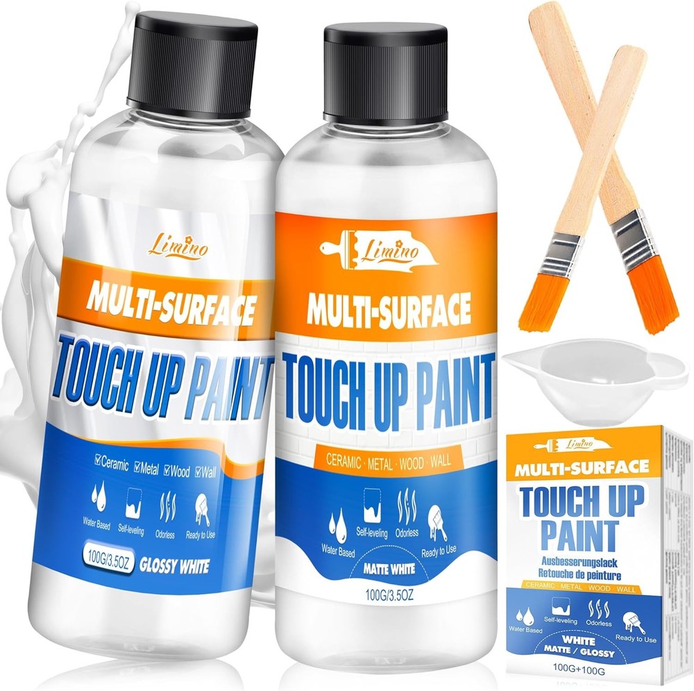 White Touch Up Paint - 7oz Upgraded Matte and Gloss Multi Surface Touch Up Paint