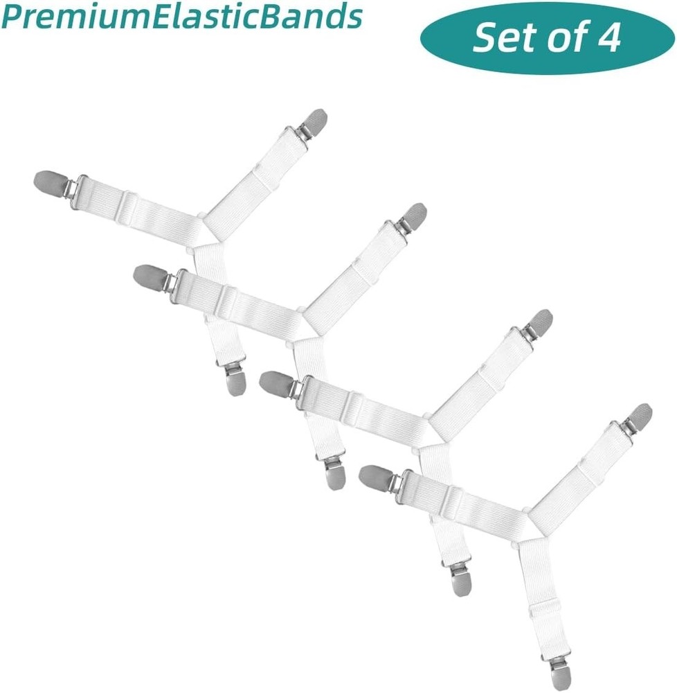 Bed Sheet Retainer Straps,Elasticated Adjustable Mattress Fitted Sheet Clips,...