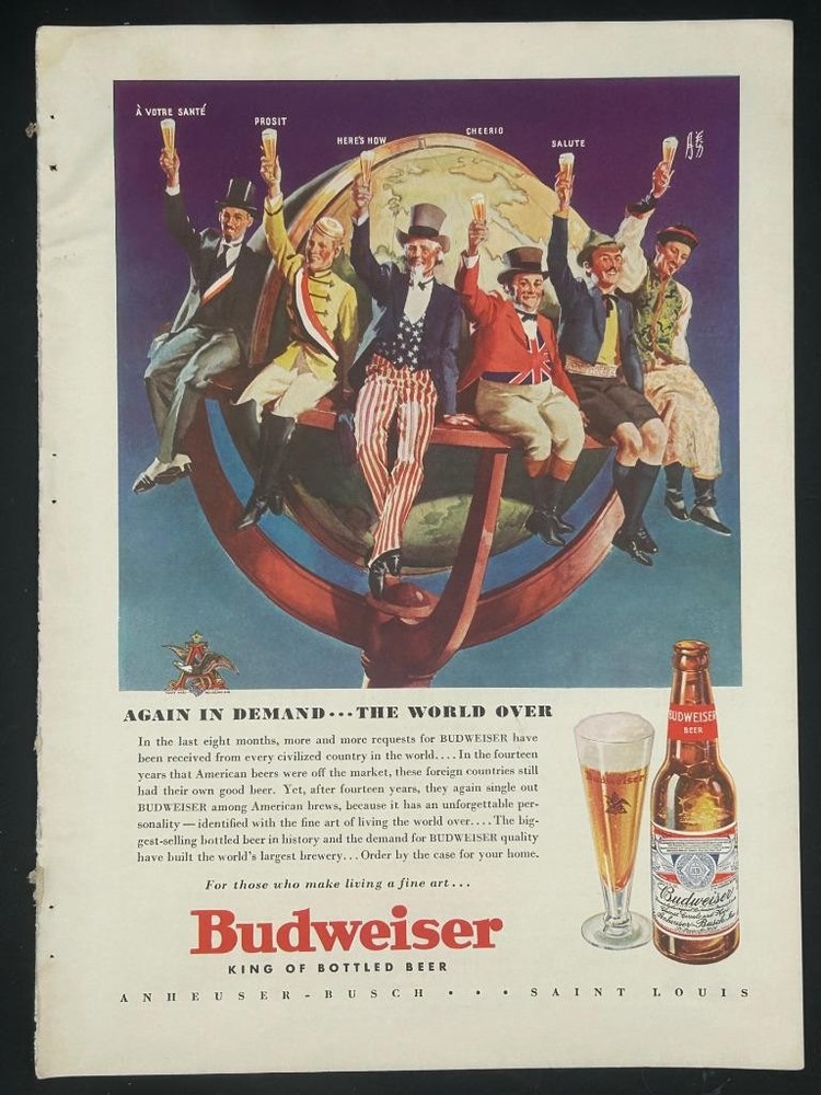 Magazine Ad - 1934 - Budweiser Beer - Uncle Sam