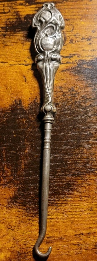 Bristol Silver Handle Small Mini Button/shoe Hook 6" Antique
