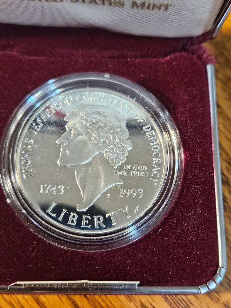 Thomas Jefferson 250th Anniversary Silver Dollar 1993