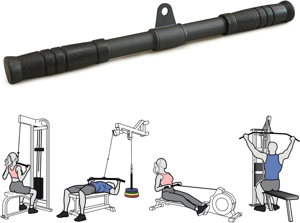 Rotating Straight Bar Lat Pulldown and Tricep Cable Machine Attachment
