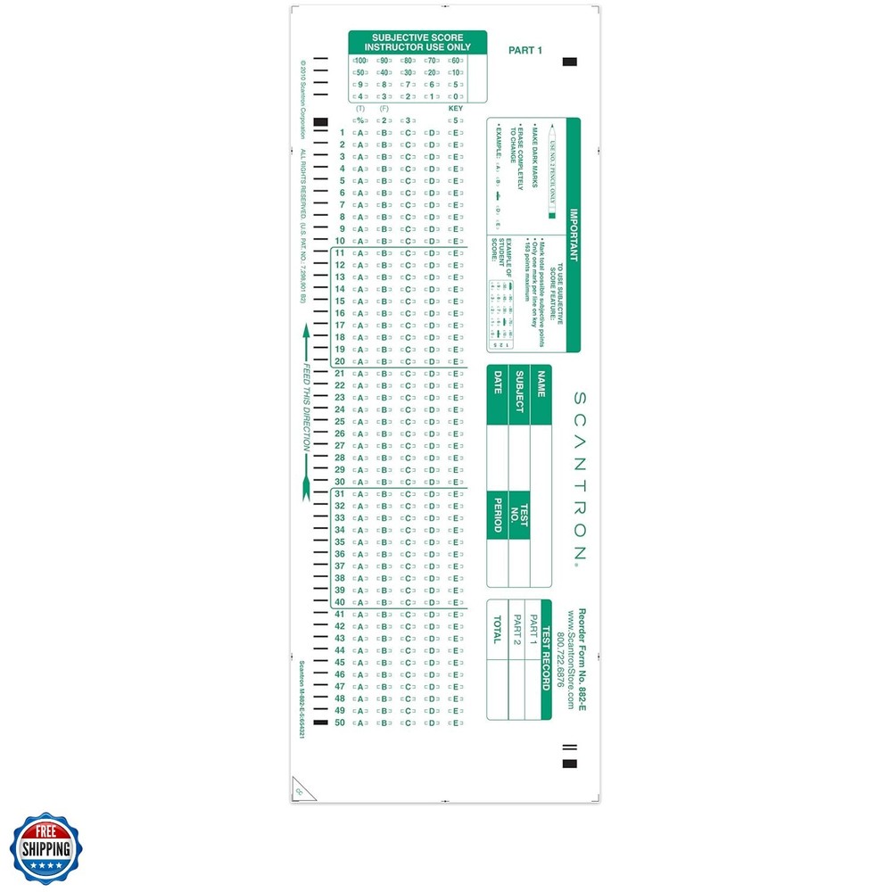 Official Brand 882-E Answer Sheet. 25 Pack