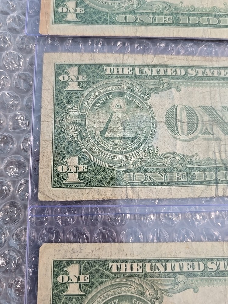 Three-$1 1935E "NO MOTTO" SILVER CERTIFICATE NOTES