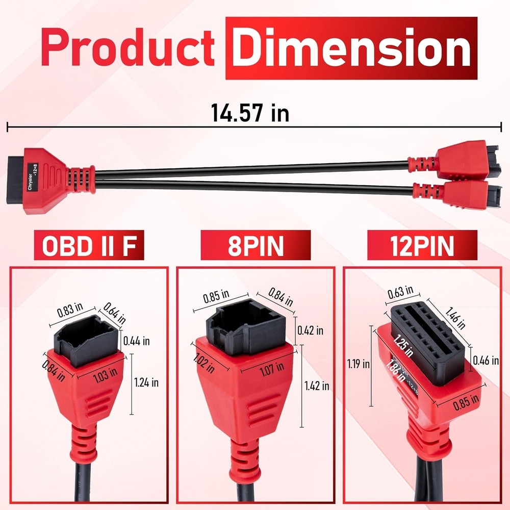 FCA 12+8 Cable Adapter for Chrysler 12+8 Programming Cable Connector, Autel OBD2