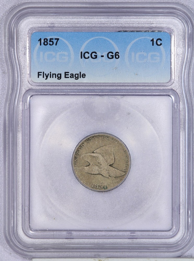 1857 Flying Eagle Cent 1C ICG G6