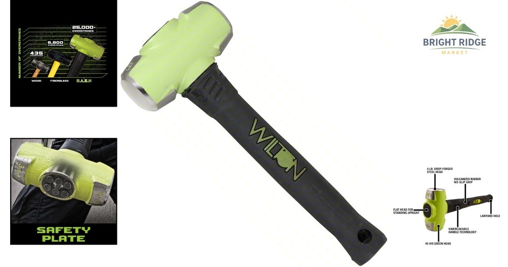 Robust 12 Inch Sledge Hammer with Vulcanized Rubber Handle for Secure Hold