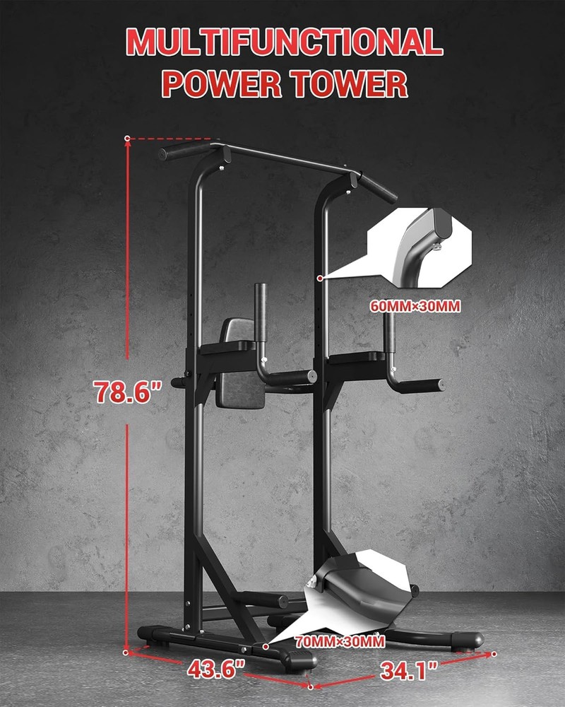 Freestanding Pull Up & Dip Station, 450LB Capacity Power Tower Strength Training