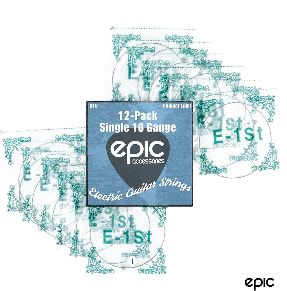 12-Pack .010 Gauge High E String Single Electric Guitar Strings Individually Wra