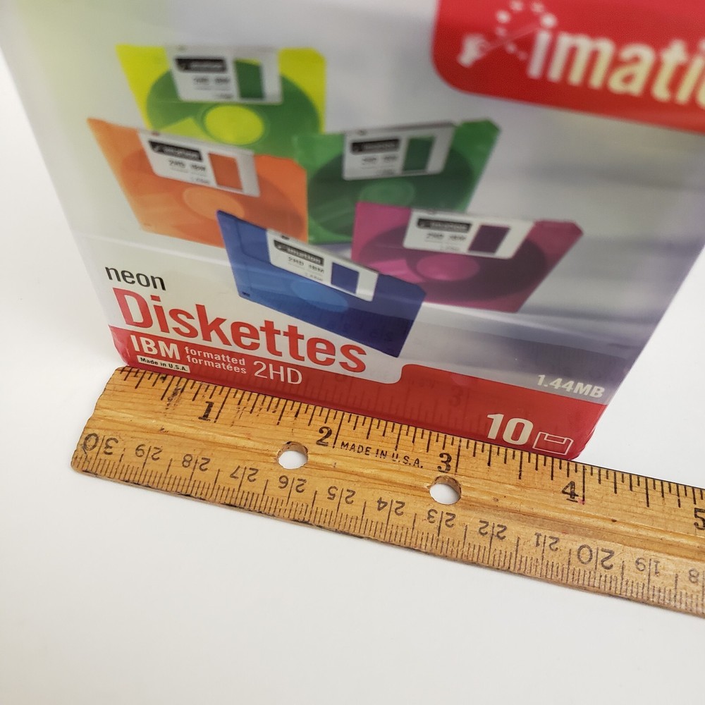Imation Neon Diskettes Mac 3.5” Floppy Disc IBM Formatted 10 pack NEW Sealed