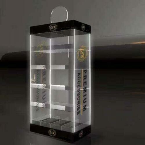 Counter Top Acrylic Display Stand with 4 LED Light & Lockable Using for Multi-P