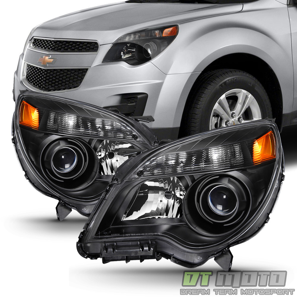 Black 2010-2015 Chevy Equinox Halogen Model Projector Headlights Headlamps 10-15