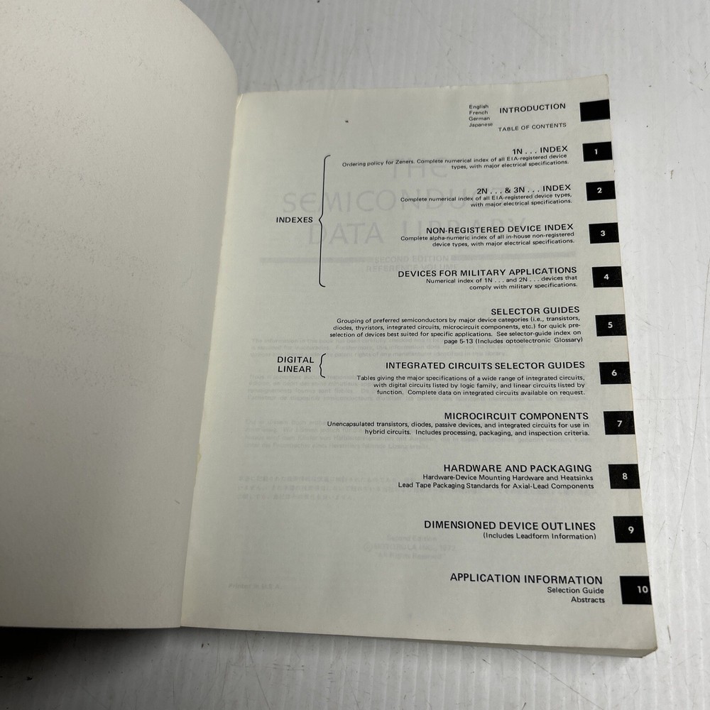 VINTAGE 1972 The Semiconductor Data Library by Motorola