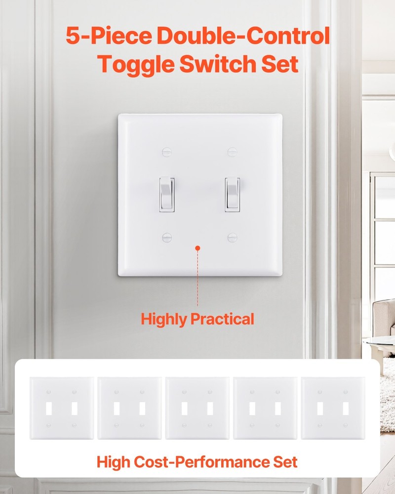 Toggle Light Switch Wall Plates 2-Gang Switch Electrical Outlet Covers Sta