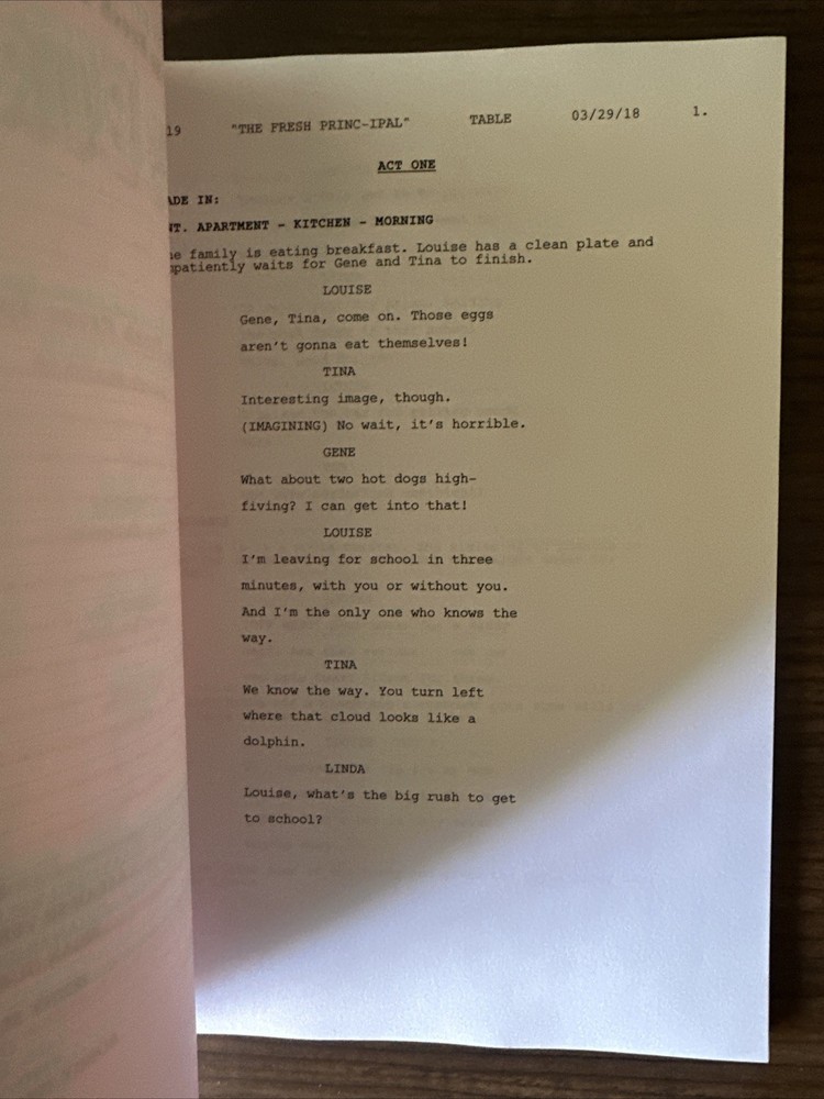ORIGINAL 2018 Bob’s Burgers Table Read Script Fox Screenplay Fresh Princ-ipal