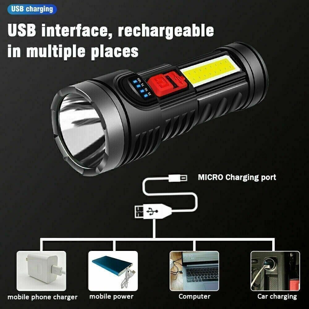 2pcs High Powered Super Bright Flashlight LED Rechargeable Police Security Torch